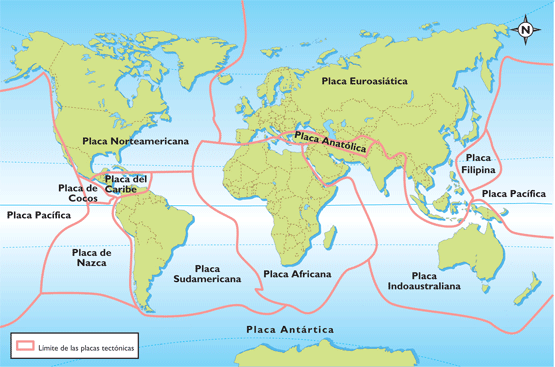 Resultado de imagen para mapa  placas tectonicas  mundial